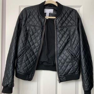 Bar III quilted faux leather bomber jacket